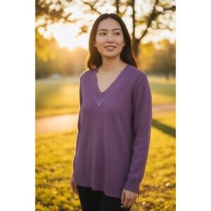 Okkio Made in Italy XXL Merino Wool Blend V-Neck Knit Sweater Soft Academia